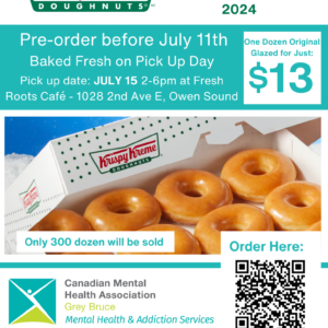 krispy kreme poster with qr code and picture of yummy donuts
