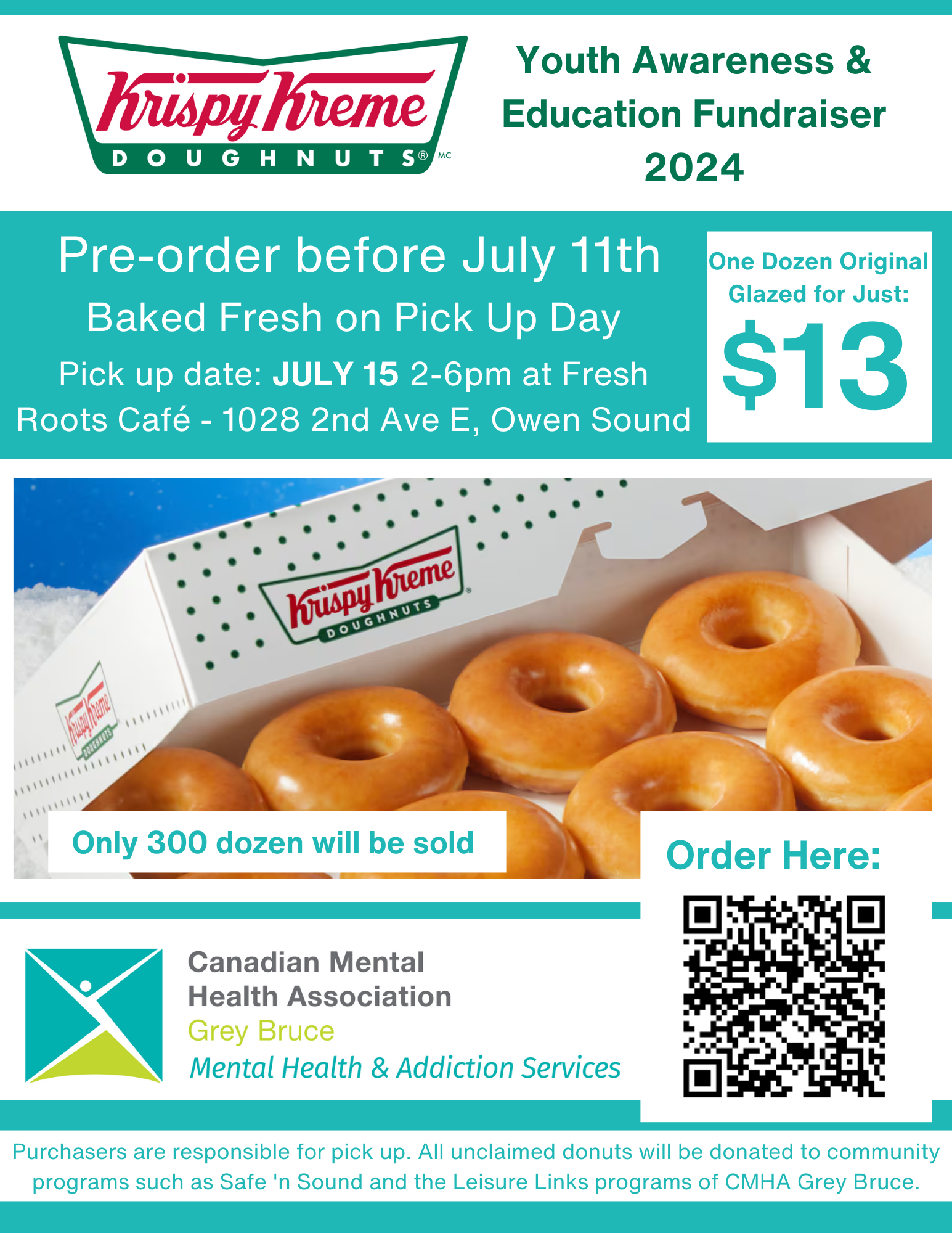 krispy kreme poster with qr code and picture of yummy donuts